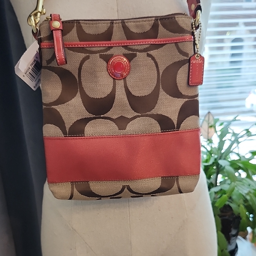 NEW Coach Khaki & Persimmon Crossbody Bag